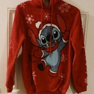 ****Disney Merry Stitchmas Red Fleece Hoodie Size Small